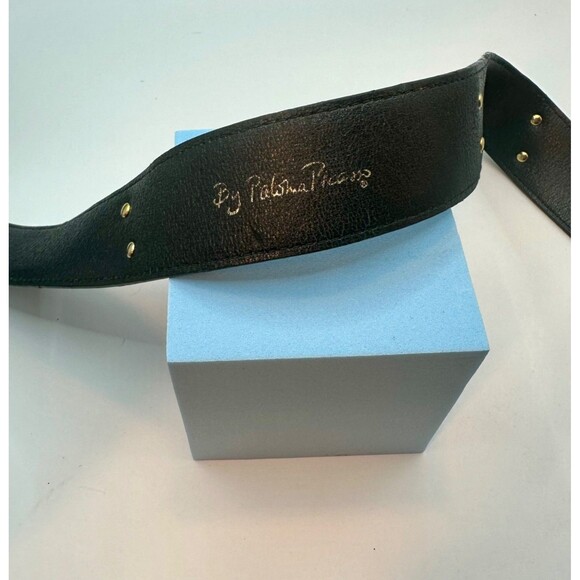 RARE Paloma Picasso black X leather belt - Vintage 80\'s LOOK! Small